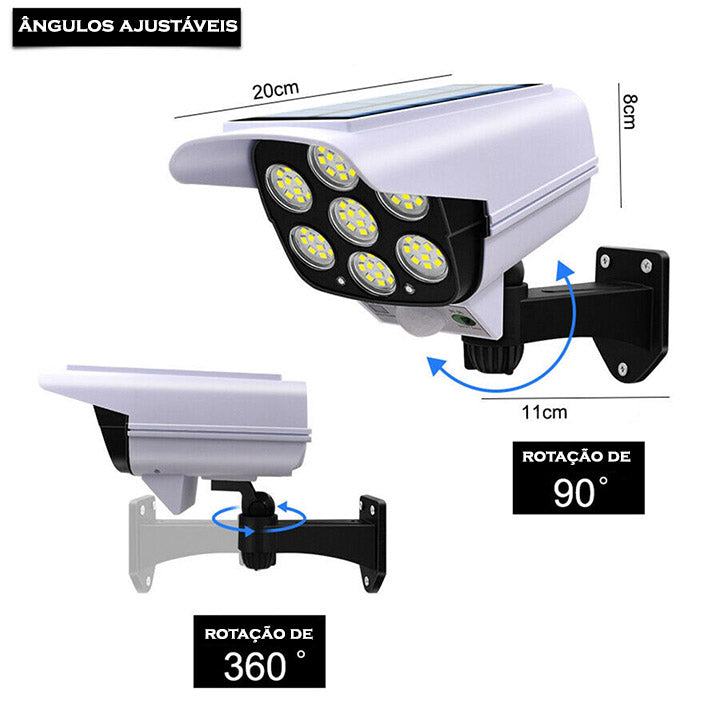 Holofote Solar RayCam™ com Desing de Câmera de Segurança / Iluminação Potente e Econômica para seu Lar!