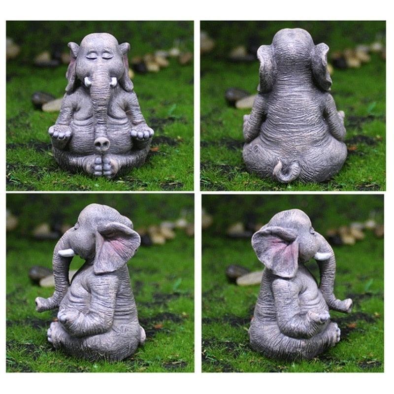 Estatuetas Família Elefante Yoga 3 peças - My Store